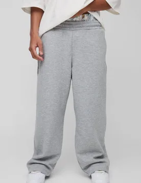 Herren Weite Jogginghose mit abstraktem Print und doppeltem Bund Grey Marl Größe Large - boohooMAN - FashionsVida