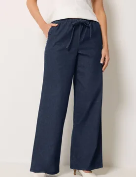 Women's Tall Wide Leg Jeans in Indigo Size: 16XL - Indigo - Size: 16XL - Long tall sally - FashionsVida