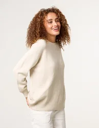 Womens Argyle Stitch Detail Jumper - Beige - Size L/xl