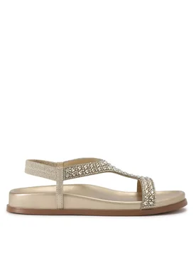 Womens Rowe Sandals - Gold Fabric - Size Uk 4 - KG Kurt Geiger - FashionsVida