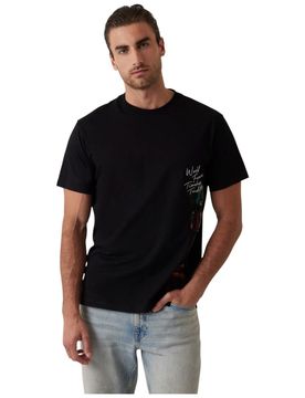 T-shirt nera logo vertical M5RI01 KCHA1 JBLK