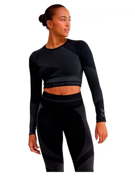 Haut à Manches Longues Unity Seamless Crop Blackened Pearl XS