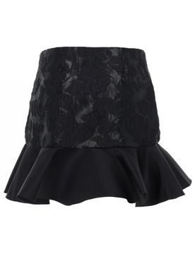 Double Satin Flounce Mini Skirt