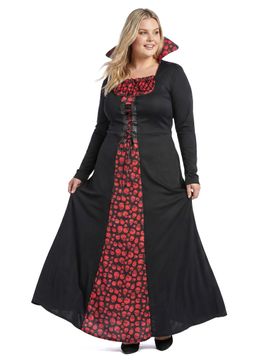 Plus Size Vampir-Kostüm für Damen schwarz-rot - female