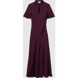 Vestido midi fluido cuello victoriano