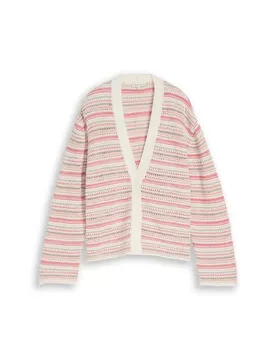 Knit structured stripe cardiga female