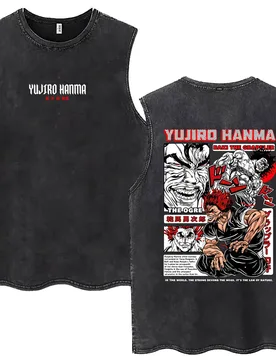 Anime Baki Yujiro Hanma Vintage Washed Tank Tops T Shirts Men's Women Clothing Manga Oversized Cotton Sleeveless Vest T-shirts - Aliexpress - FashionsVida