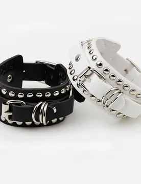 Gothic Punk Leather Cuff Bracelet Unisex Black Wristband Bangle Rock Cosplay Party Jewelry For Men Women - Aliexpress - FashionsVida
