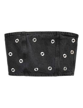 Top in denim tempestato