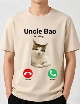 Uncle Bao Is Calling Funny Cat print T-shirts Men women's Oversized Fashion t-shirts short sleeve 100% Cotton Couples Tee shirt - Aliexpress - FashionsVida