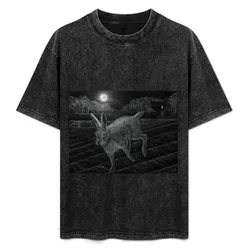 A Hare by Moonlight T-Shirt Fashion Print Casual Short Sleeve