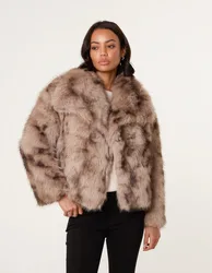 Faux Fur Coat - L / MOCHA - female