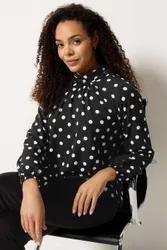 Women's Polka Dot Tie Back Blouse in Black Size: 16 - Black - Size: 16