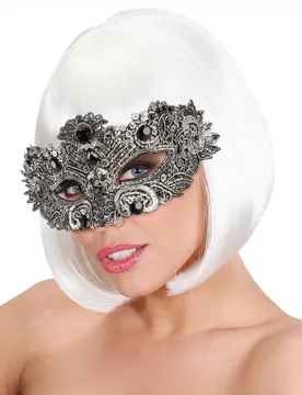 Venezianische Augenmaske für Erwachsene schwarz-silber - Widmann - FashionsVida
