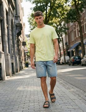 T-shirt in cotone con scritta Show Your Inside - verde chiaro