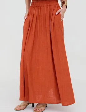 Women's Sesame Elasticated Waist Maxi Skirt in Burnt Orange Size: 10 - Burnt Orange - Size: 10 - Raffya - FashionsVida