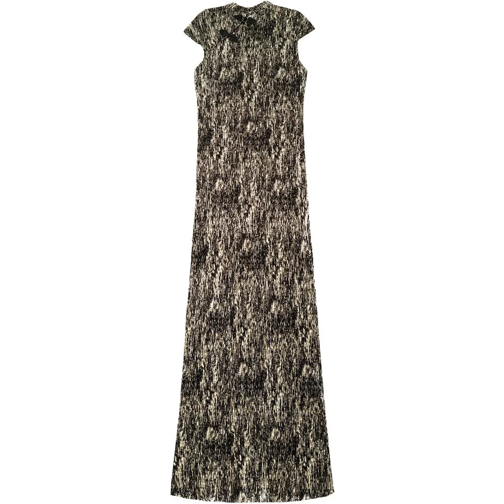 Vestido quipao midi con cierre de alamares de mujer - The-Are - FashionsVida