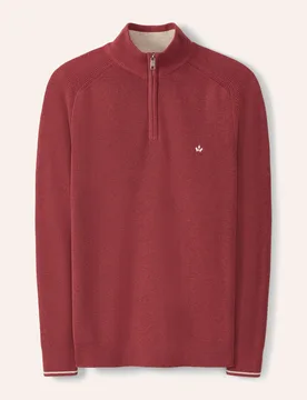 Gerippter Baumwoll-Troyer, normale Größen, Farbe Rot, 58/60, reine Baumwolle sportiver Rippenstrick Herren - Walbusch - FashionsVida