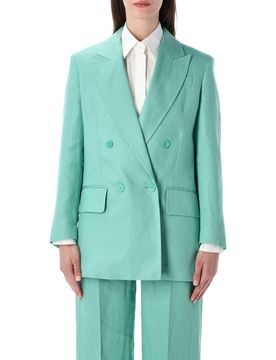 Sophisticated Double-Breasted Linen Blazer - Size 40