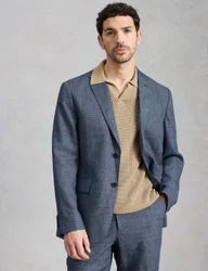 Tailored Fit Linen Cotton Blend Blazer Blue male