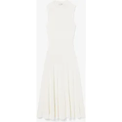Vestido plisado de canalé de mezcla de algodón en