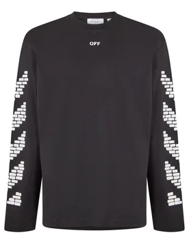 Mens Off White Long Sleeve T Shirt In Black - Size Small - OFF-WHITE - FashionsVida