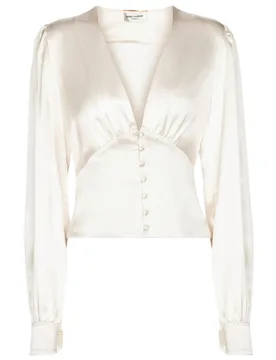 Saint Laurent Cream Silk Blouse - Saint Laurent - FashionsVida