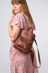 Kerrie' Leather Backpack - Brown - Size: One Size