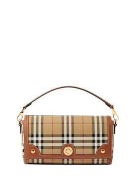 Handbag with Adjustable and Removable Shoulder Strap and All-over Check Motif in Cotton Blend for Women