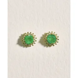 Pendientes de oro con diamante y esmeralda