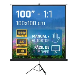 Écran De Projection Avec Trépied 180x180 Cm 100´´ White One Size unisex