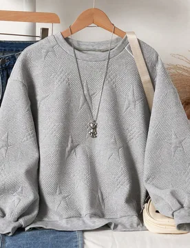 Sudadera holgada de cuello redondo de manga larga con estampado de estrellas para niñas preadolescentes en otoño/invierno - Shein - FashionsVida