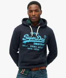 Superdry Herren Neonfarbenes Hoodie mit Vintage-logo Marineblau - Größe: S