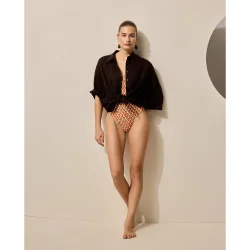 Bañador camiseta de mujer con print de piñas