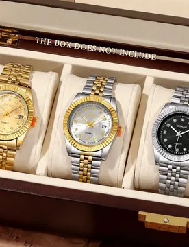 Pieza Reloj de hombre de negocios casual de moda, reloj de cuarzo con esfera redonda multifunción y correa de acero aleado, adecuado para festivales, - Shein - FashionsVida