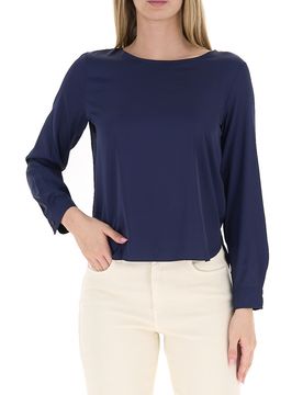 Blusa in satin BLU NAVY 42
