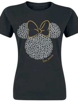 Disney T-Shirt - Minnie Maus - Love - S bis XXL - für Damen - Größe L - schwarz - Lizenzierter Fanartikel - Frauen - female - Micky Maus - FashionsVida