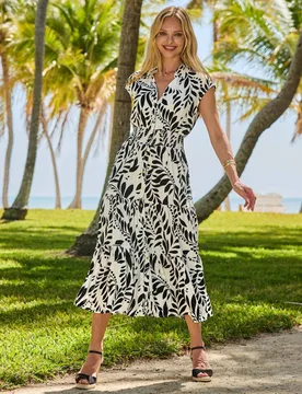 Floral Midi Waisted Shirt Dress Black Mix female - Sosandar - FashionsVida