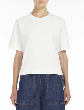 T-shirt bianca boxy Weekend in cotone con fondo più lungo sul retro - Max Mara - FashionsVida