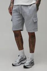 Men's Tall Loose Fit Mid Length Cargo Shorts Grey Marl Size Small Grey Marl S