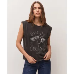 Camiseta de mujer con estampado posicional y cuello redondo