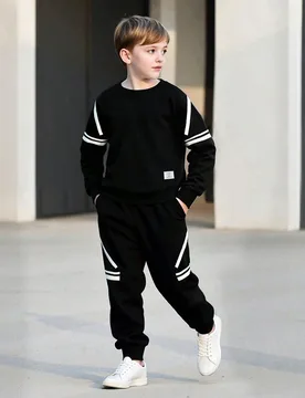 Conjunto de 2 piezas para niño preadolescente, primavera y otoño, manga larga y pantalones largos, sudadera de cuello redondo con estampado blanco m - Shein - FashionsVida