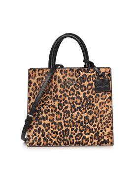 Borsa shopper midi con stampa leopardata