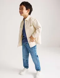 Pure Cotton Striped Overshirt (2-8 Yrs) Ecru Mix male