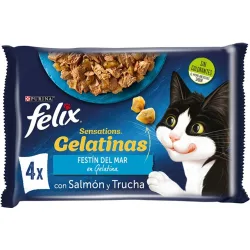 Comida húmeda para gatos salmón y gambas 4x85 g