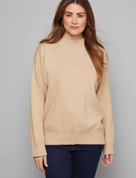 Womens Seam Detail Funnel Neck Jumper - Gold Viscose - Size Medium - Wallis - FashionsVida