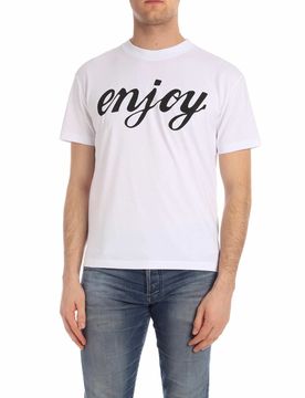 T-shirt bianca stampa Enjoy