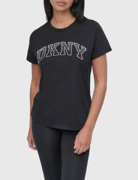 Para mujer. DP5T1250 Camiseta logo Varsity (XS), Casual, Algodón, Manga corta