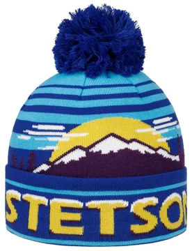 Snowy Mountains Freestyle Beanie Hat by - blue-yellow - Female - Size: One Size - Stetson - FashionsVida