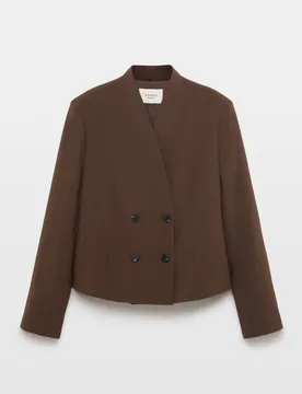 Blazer cruzada lisa corta de mujer - Woman El Corte Inglés - FashionsVida